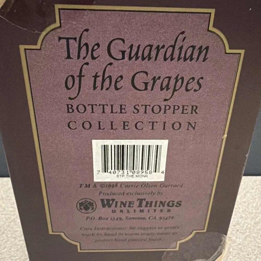 VTG NIB '98 Guardian Of The Grapes Wine Bottle Stopper Cork Carrie Olsen-Garrard